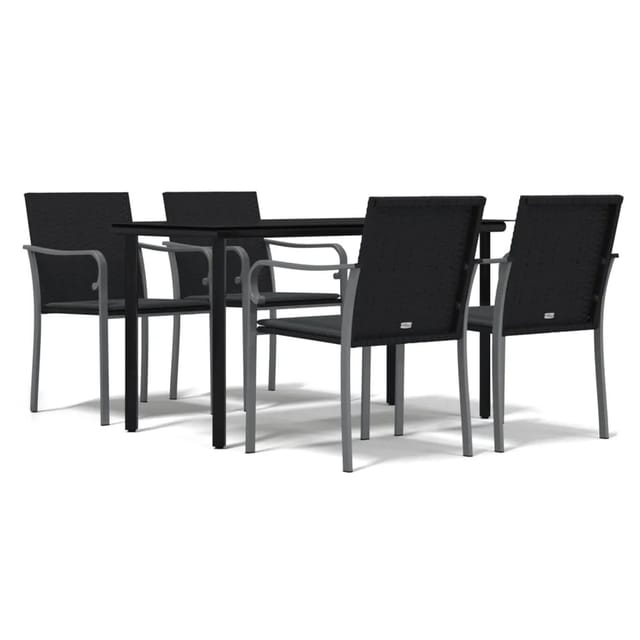 vidaXL 5-Tlg Garten-Essgruppe mit Kissen Poly Rattan und Stahl 3186959