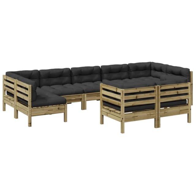 vidaXL 9-Tlg Garten-Sofagarnitur mit Kissen Kiefernholz Imprägniert 3299635