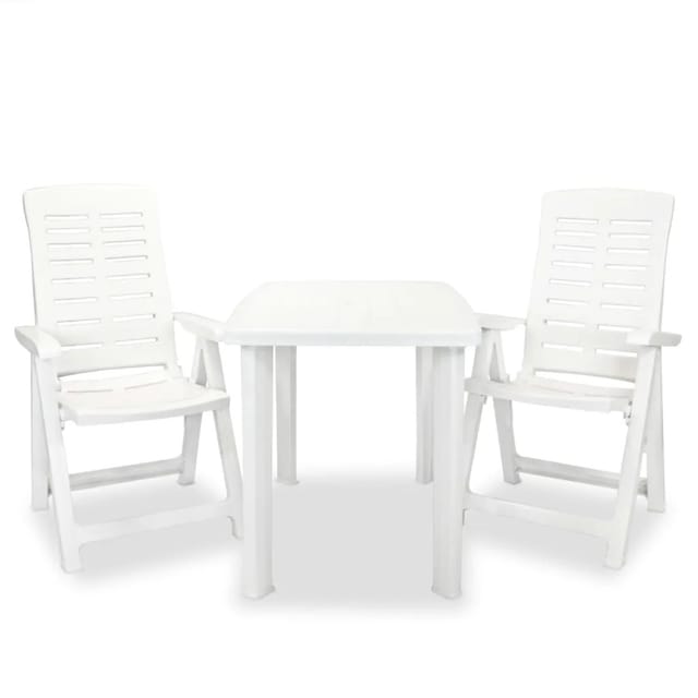 vidaXL 3-Tlg Bistro-Set Kunststoff Weiß 275073