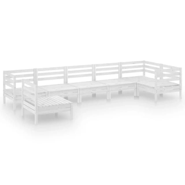 vidaXL 7-Tlg Garten-Lounge-Set Massivholz Kiefer Weiß 3082738