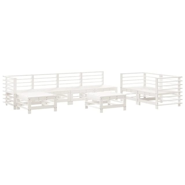 vidaXL 8-Tlg Garten-Lounge-Set Weiß Massivholz Kiefer 3186579