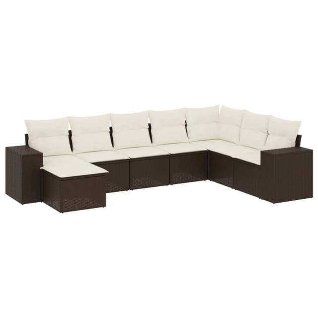 vidaXL 8-Tlg Garten-Sofagarnitur mit Kissen Braun Poly Rattan 3255300