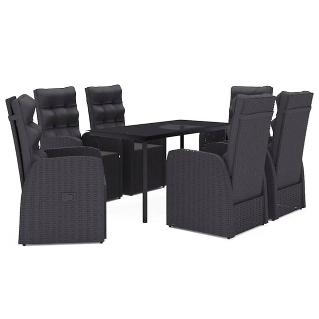 vidaXL 7-Tlg Garten-Essgruppe mit Kissen Schwarz 3099499
