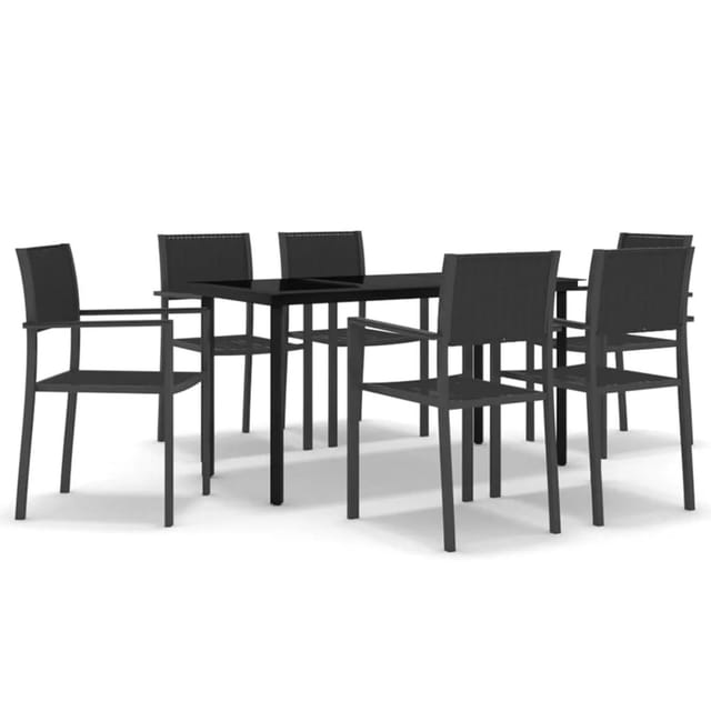vidaXL 7-Tlg Garten-Essgruppe Schwarz 3099266