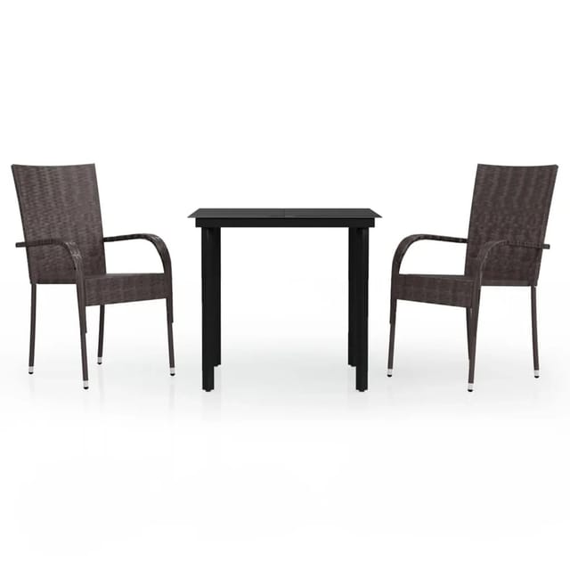 vidaXL 3-Tlg Garten-Essgruppe Braun und Schwarz 3099383