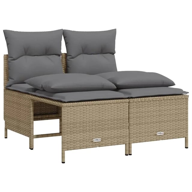 vidaXL 4-Tlg Garten-Sofagarnitur mit Kissen Beige Poly Rattan 368374