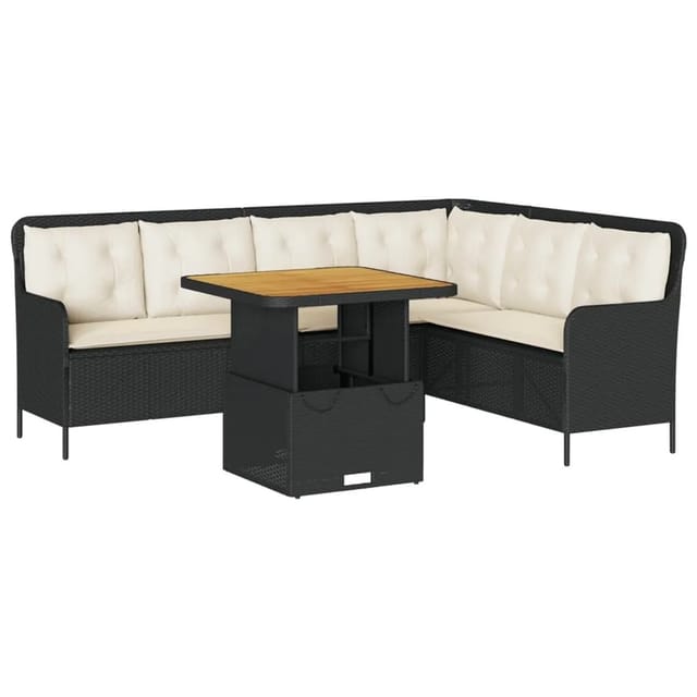 vidaXL 2-Tlg Garten-Sofagarnitur mit Auflagen Schwarz Poly Rattan 3262079