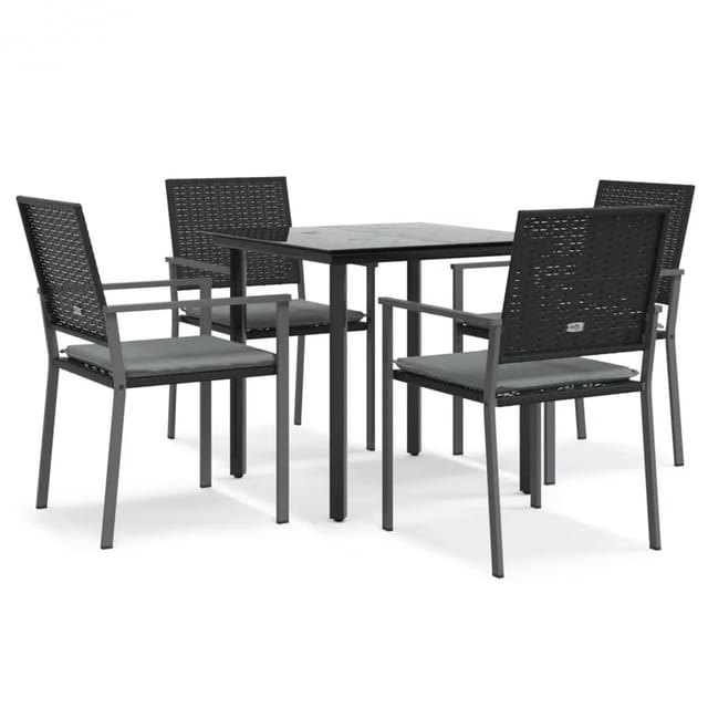 vidaXL 5-Tlg Garten-Essgruppe mit Kissen Poly Rattan und Stahl 3187018