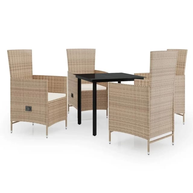 vidaXL 5-Tlg Garten-Essgruppe mit Kissen Beige 3099438