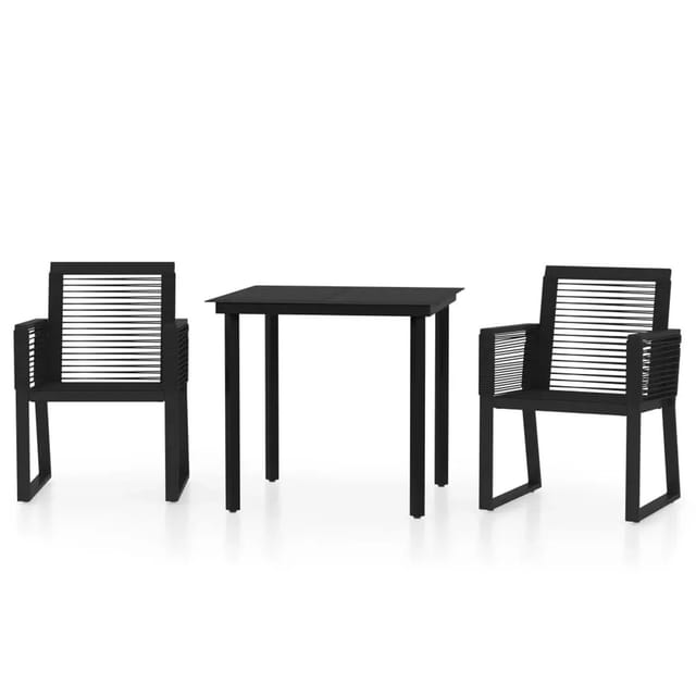 vidaXL 3-Tlg Garten-Essgruppe Schwarz 3099149