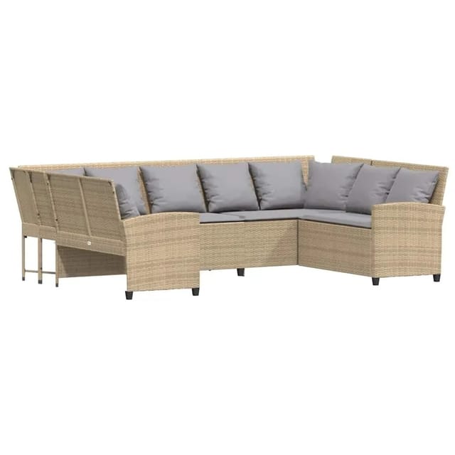 vidaXL Gartensofa mit Kissen Beige Poly Rattan 3365333