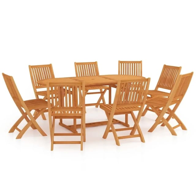 vidaXL 9-Tlg Garten-Essgruppe Massivholz Teak 3059564