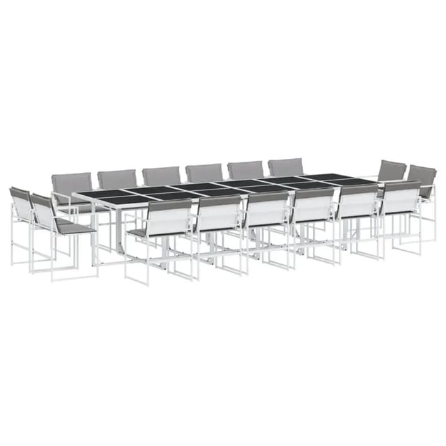 vidaXL 17-Tlg Garten-Essgruppe mit Kissen Weiß Textilene 3295097
