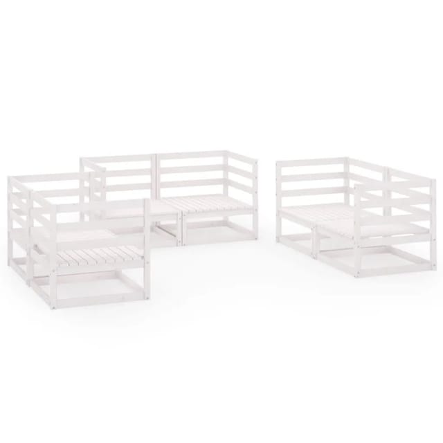 vidaXL 6-Tlg Garten-Lounge-Set Weiß Massivholz Kiefer 3075440