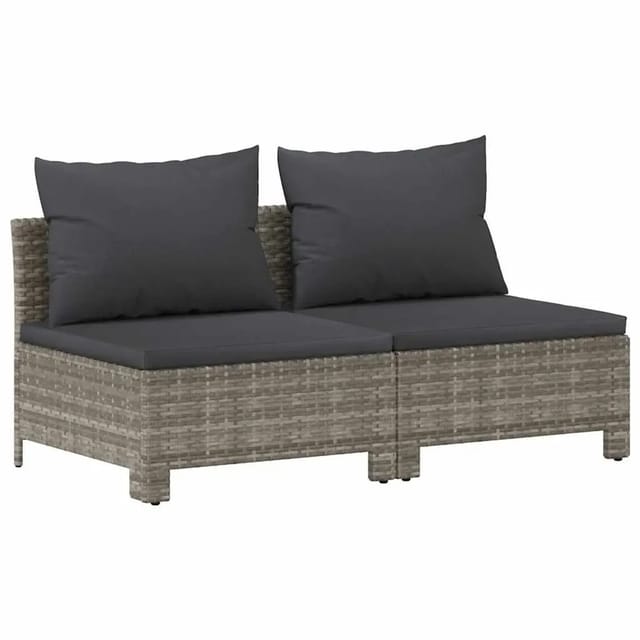 vidaXL Gartensofa 2-Sitzer mit Kissen Grau Poly Rattan 362691