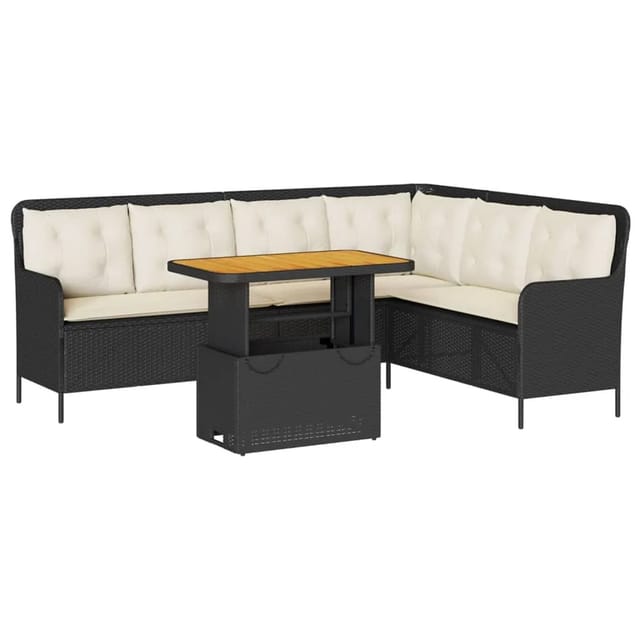 vidaXL 2-Tlg Garten-Sofagarnitur mit Auflagen Schwarz Poly Rattan 3262087