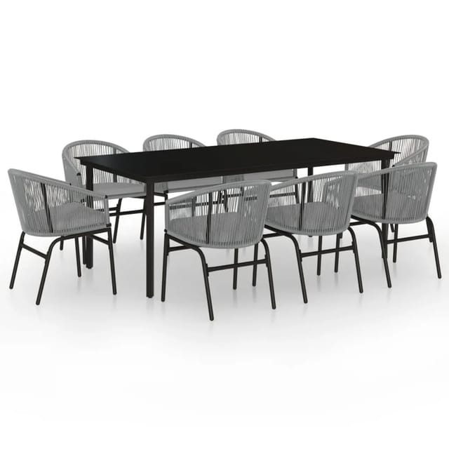 vidaXL 9-Tlg Garten-Essgruppe Grau 3099238