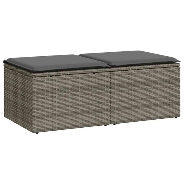 vidaXL 2-Tlg Garten-Sofagarnitur mit Kissen Grau Poly Rattan Akazie 3328663