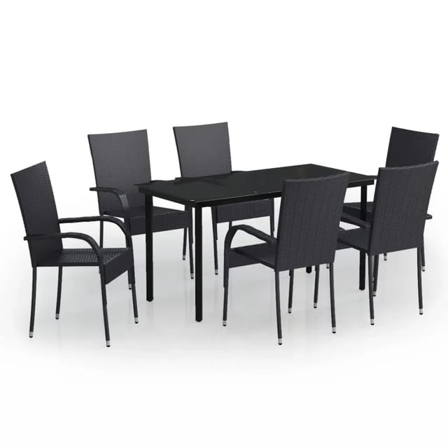 vidaXL 7-Tlg Garten-Essgruppe Schwarz 3099380
