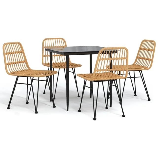 vidaXL 5-Tlg Garten-Essgruppe Poly Rattan 3157874