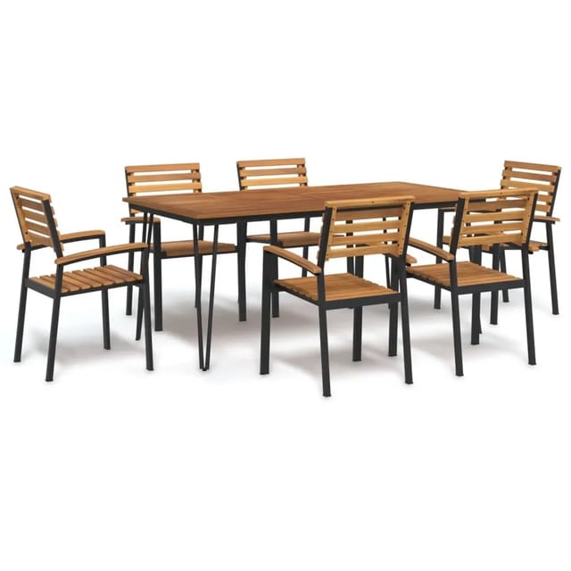 vidaXL 7-Tlg Garten-Essgruppe Massivholz Akazie und Metall 3155419