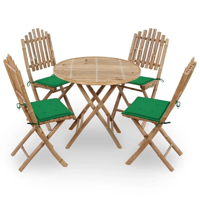 vidaXL 5-Tlg Garten-Essgruppe mit Kissen Klappbar Bambus 3063965