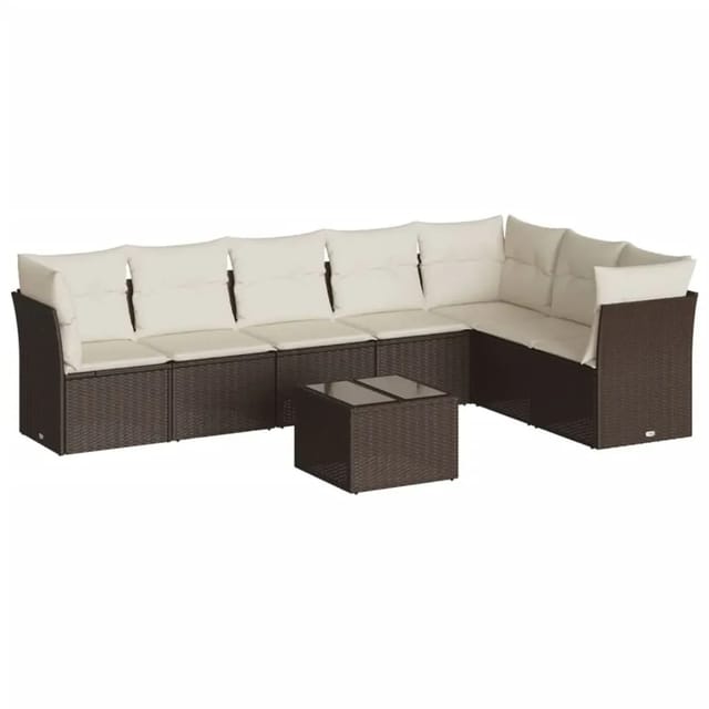vidaXL 8-Tlg Garten-Sofagarnitur mit Kissen Braun Poly Rattan 3217753