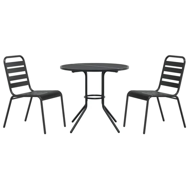 vidaXL Gartenstuhl-Set 3-Tlg Stapelbar Pulverbeschichteter Stahl 3283764
