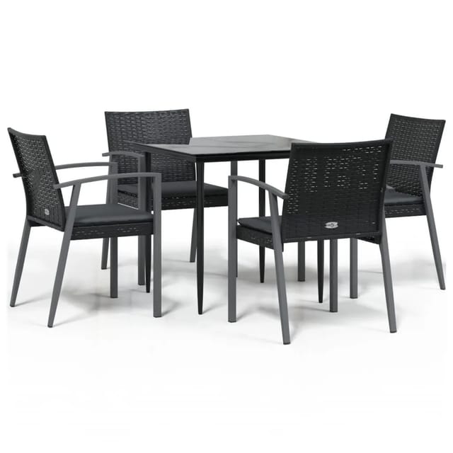 vidaXL 5-Tlg Garten-Essgruppe mit Kissen Poly Rattan und Stahl 3186972