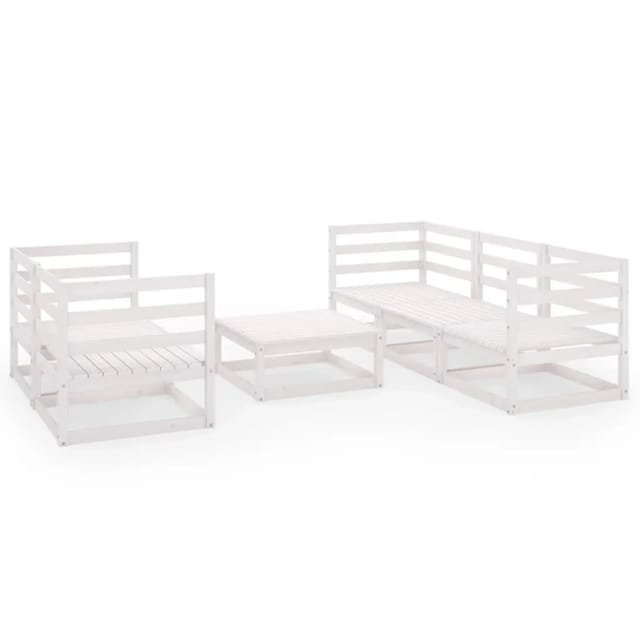 vidaXL 6-Tlg Garten-Lounge-Set Weiß Massivholz Kiefer 3075330