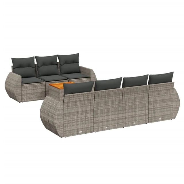 vidaXL 8-Tlg Garten-Sofagarnitur mit Kissen Grau Poly Rattan 3257243