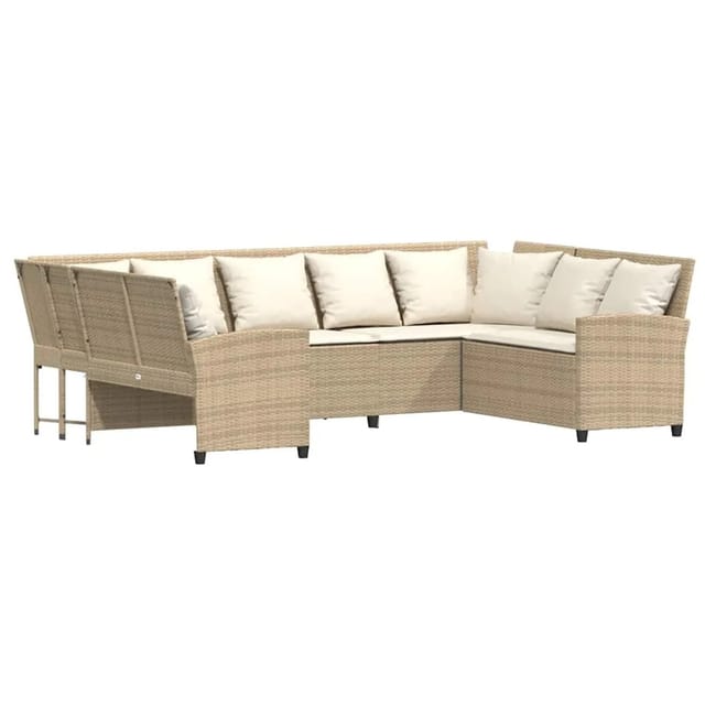 vidaXL Gartensofa mit Kissen Beige Poly Rattan 3365332