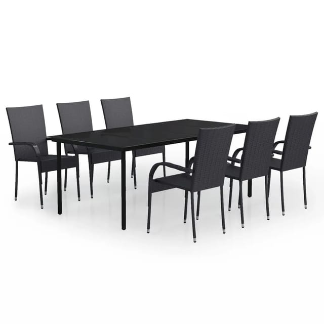 vidaXL 7-Tlg Garten-Essgruppe Schwarz 3099381
