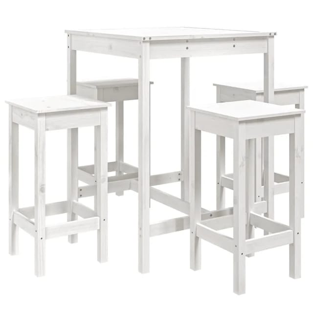 vidaXL 5-Tlg Gartenbar-Set Weiß Massivholz Kiefer 3154731