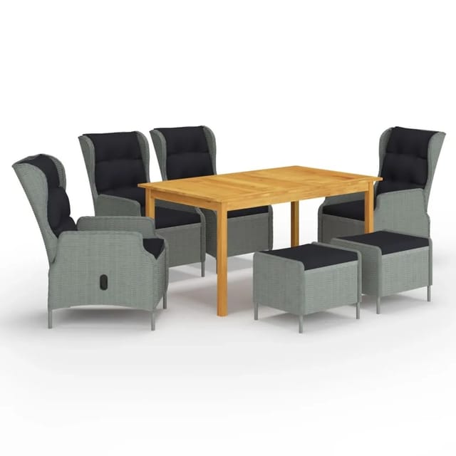 vidaXL 7-Tlg Garten-Essgruppe Hellgrau 3067845