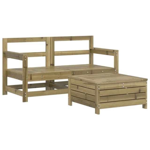 vidaXL 3-Tlg Garten-Sofagarnitur Kiefernholz Imprägniert 3250763