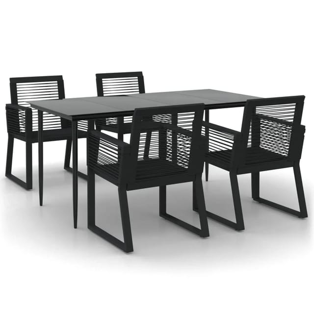 vidaXL 5-Tlg Garten-Essgruppe Schwarz PVC Rattan 3156548