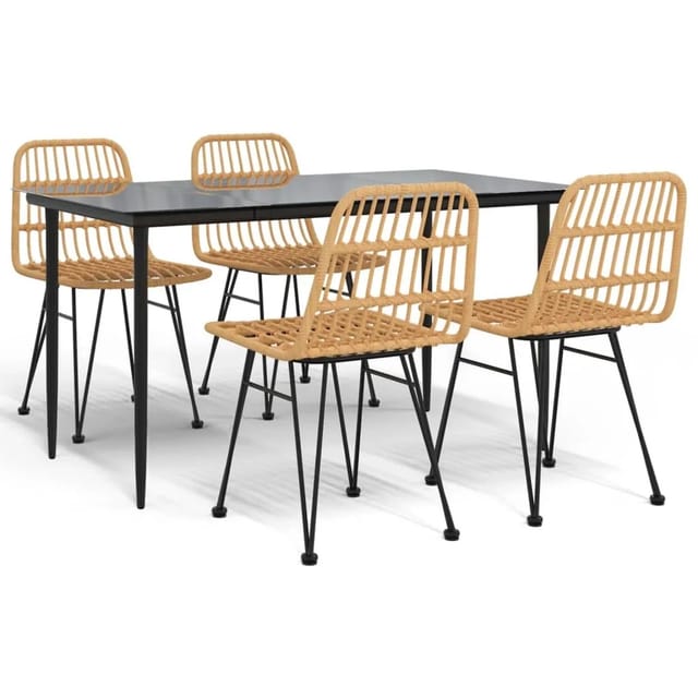 vidaXL 5-Tlg Garten-Essgruppe Poly Rattan 3157876