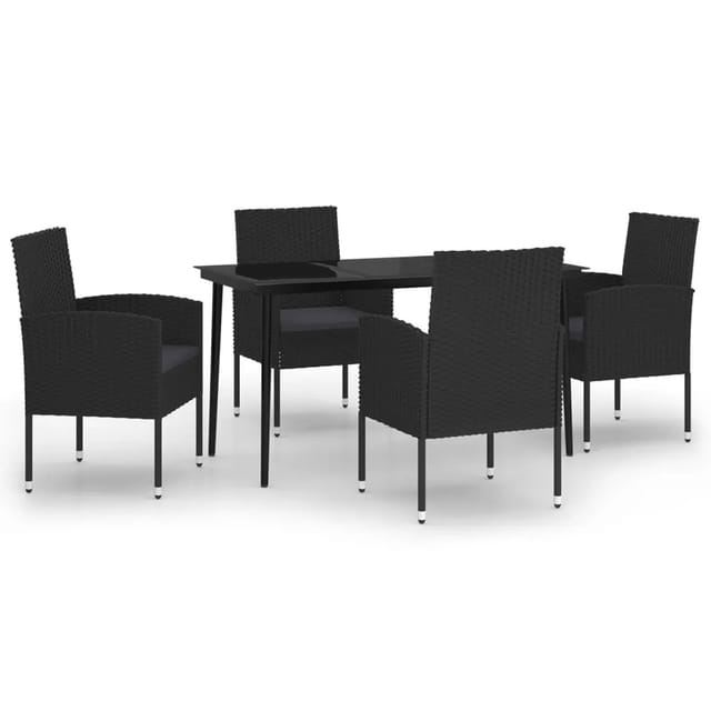 vidaXL 5-Tlg Garten-Essgruppe Schwarz 3099633