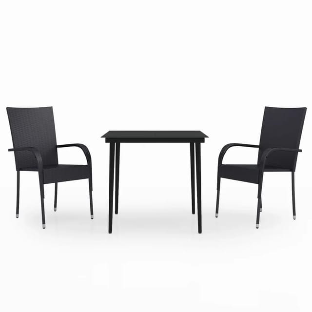 vidaXL 3-Tlg Garten-Essgruppe Schwarz 3099395