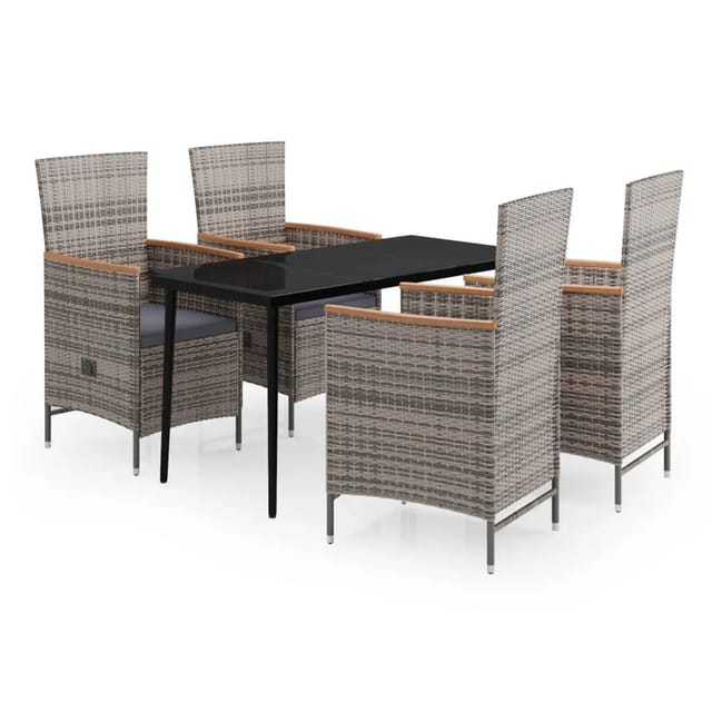 vidaXL 5-Tlg Garten-Essgruppe mit Kissen Grau 3099451