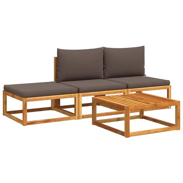 vidaXL 4-Tlg Gartensofa-Set mit Kissen Holz Akazie Rattan 3278912
