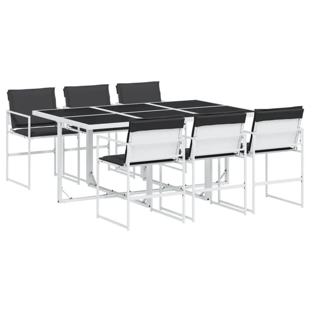 vidaXL 7-Tlg Garten-Essgruppe mit Kissen Weiß Textilene 3295104