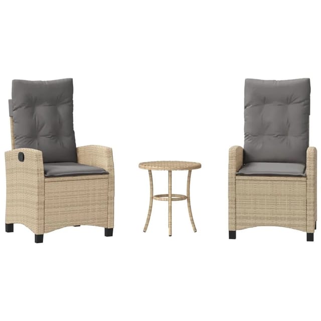 vidaXL 3-Tlg Bistro-Set mit Kissen Beigemischung Poly Rattan 365229