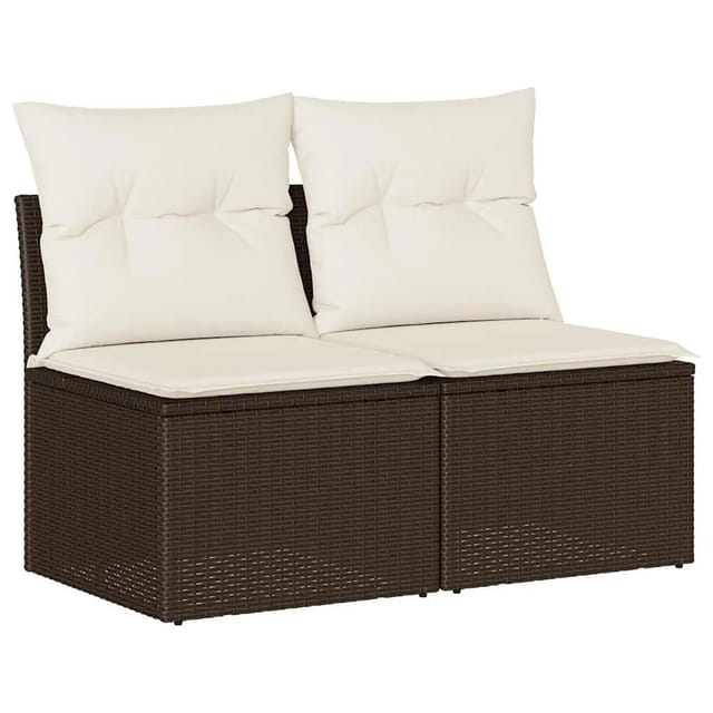 vidaXL 2-Tlg Garten-Sofagarnitur mit Kissen Braun Poly Rattan Akazie 3325249