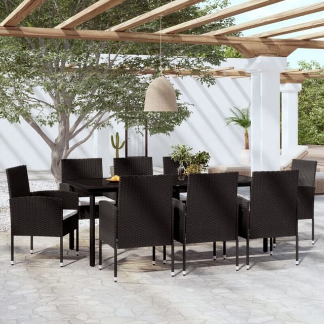 vidaXL 9-Tlg Garten-Essgruppe Schwarz 3099606