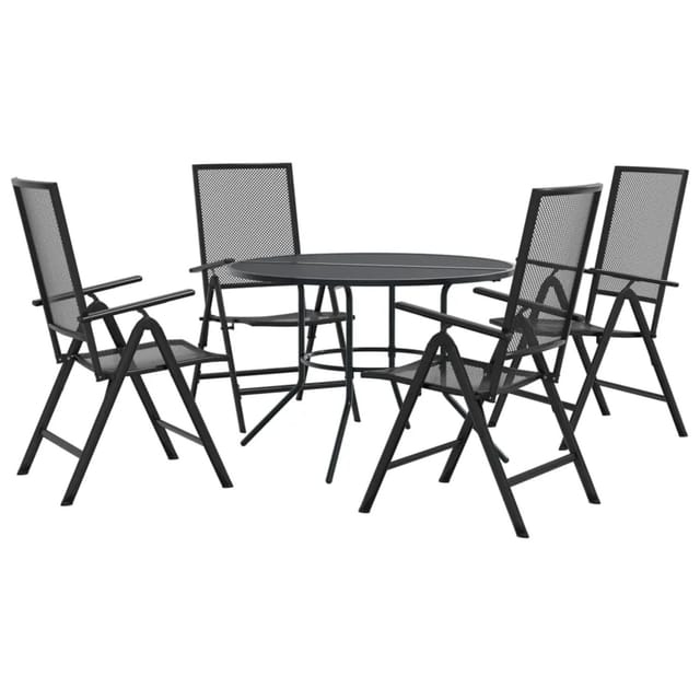 vidaXL Gartenstuhl-Set 5-Tlg Verstellbar Pulverbeschichteter Stahl 3283762