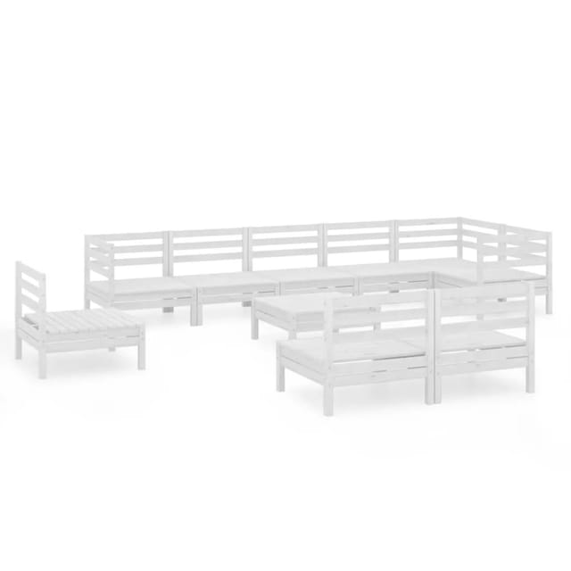 vidaXL 10-Tlg Garten-Lounge-Set Massivholz Kiefer Weiß 3082910