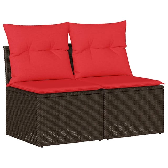 vidaXL 2-Tlg Garten-Sofagarnitur mit Kissen Braun Poly Rattan Akazie 3325250