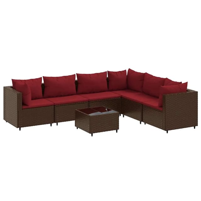 vidaXL 7-Tlg Garten-Lounge-Set mit Kissen Braun Poly Rattan 3308149